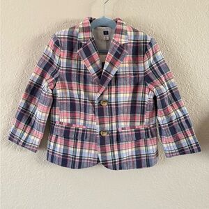 NWT Janie And Jack Toddler Boys Linen Blend Plaid Blazer Size 2T Spring Easter